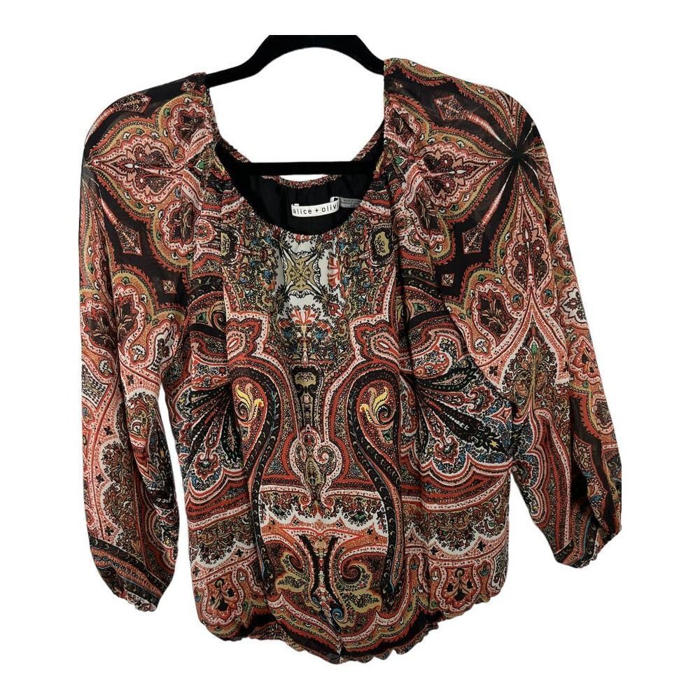 NWOT Alice + Olivia Paisley Print Crop Blouse Size Small​